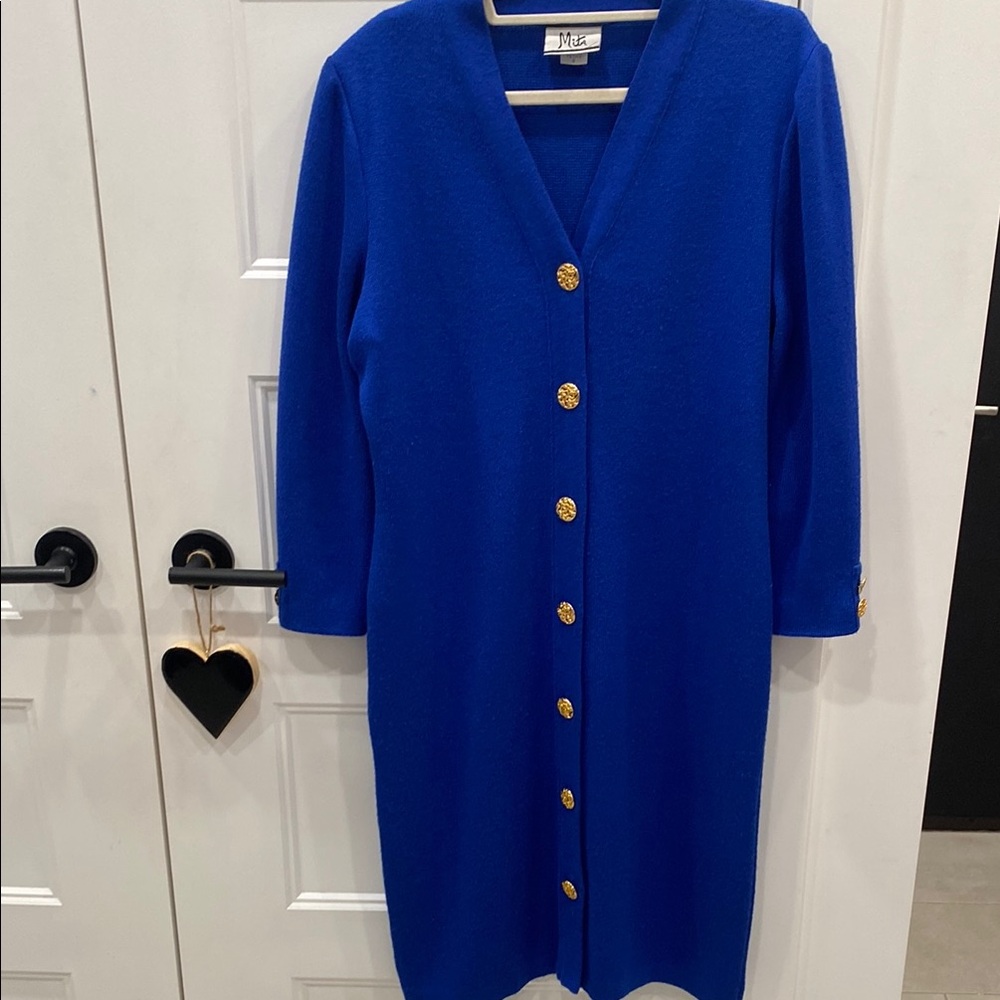 Vintage Mita Blue Button-Up Women's sweater Dress Cardigan